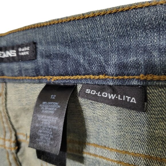 DKNY NWT Size 12 Jeans Denim Gold Glitter So Low Lita Chain Belt Boot Distressed - Picture 10 of 16